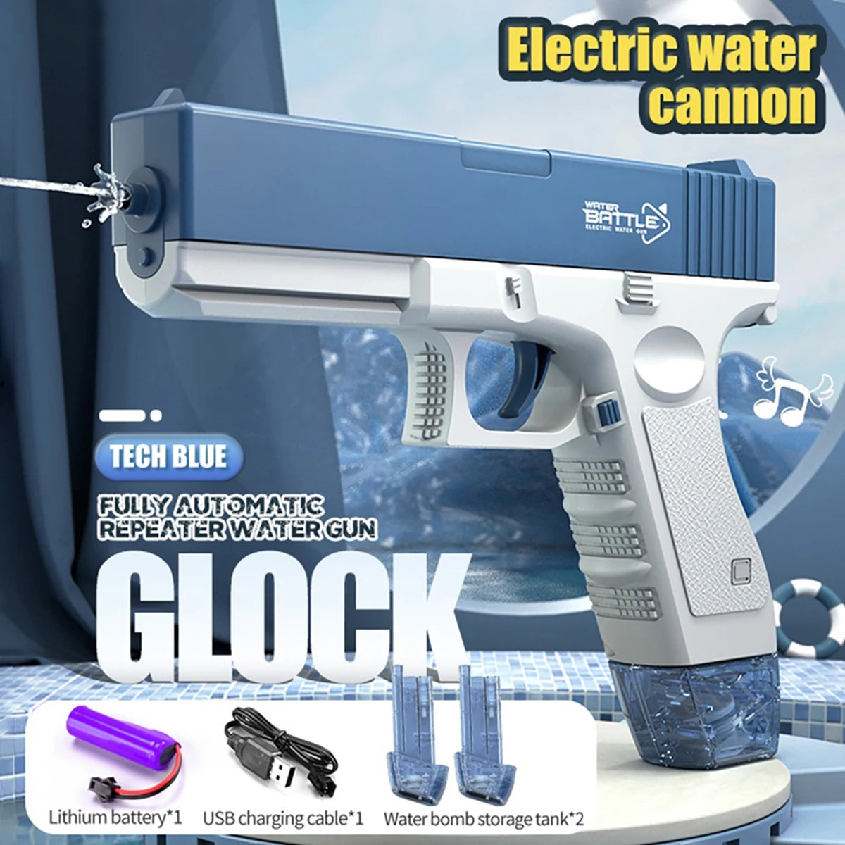 Elite Dual-Action Automatic Water Blaster - 3 Piece Pack